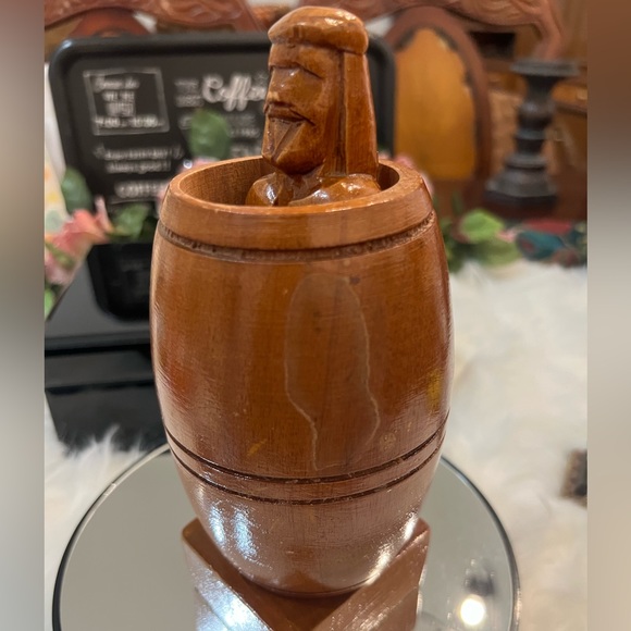 Handmade Wooden Man in a Barrel - Picture 8 of 10